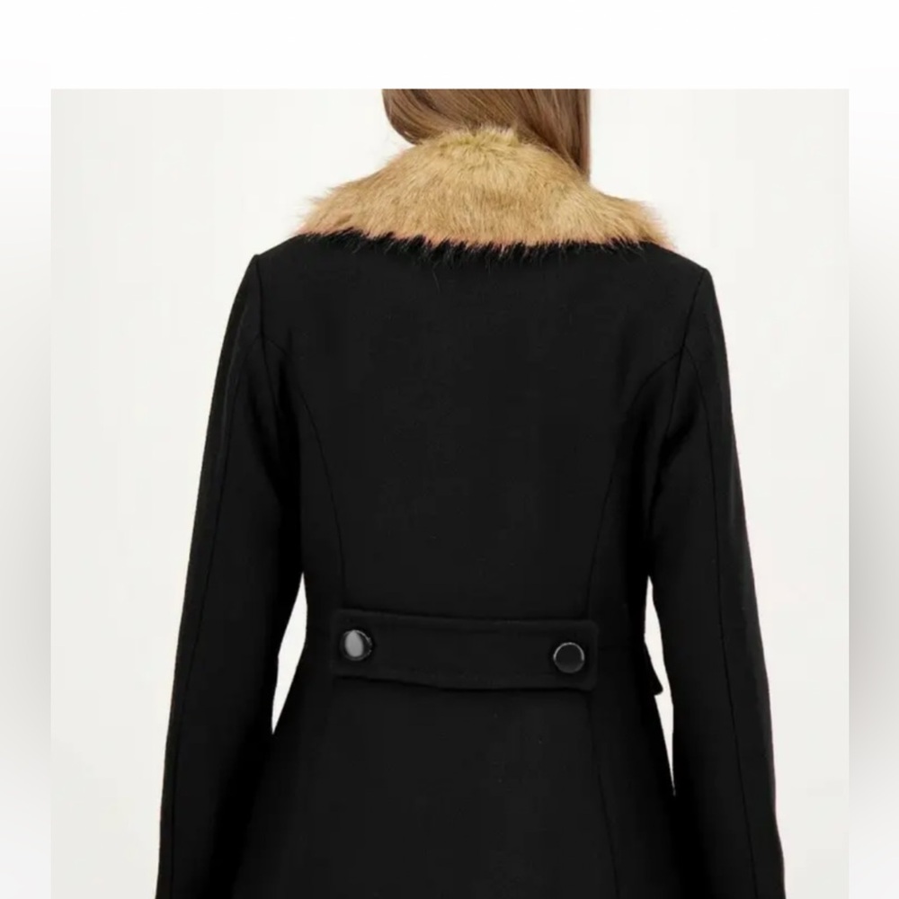 Kate Spade Black Coat with Fur Collar - Picture 3 of 4